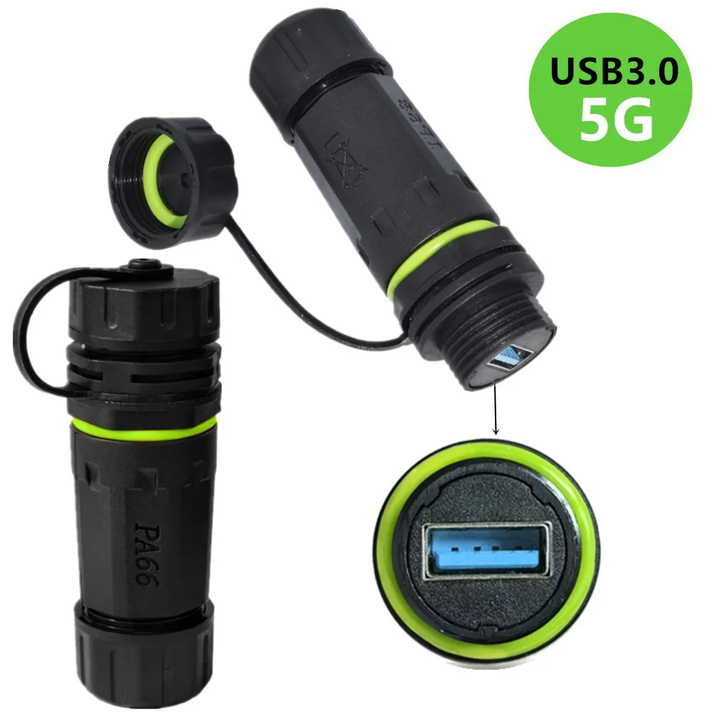 5Gpbs USB 3.0 Female to Female Panel Mount Coupler,waterproof and dustproof plug for charging car data communication socket IP68