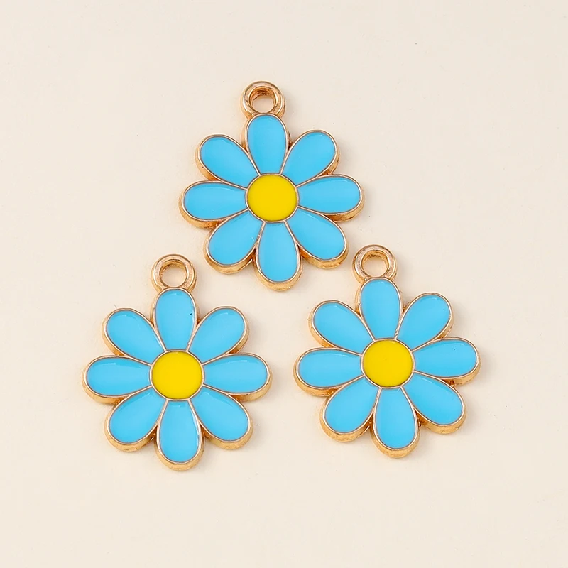 20 Stück niedliche bunte Emaille-Blumenanhänger für die Schmuckherstellung, Tropfenohrringe, Halsketten, Armbänder, DIY-Bastelzubehör ﻿ – Detail 3