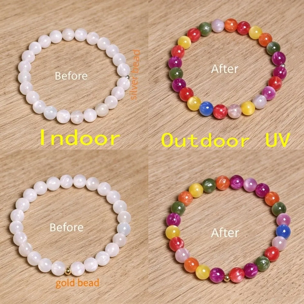 UV Reactive UV Reactive Bracelet Photochromic Cat Eye Effect Photochromic Bracelet Elastic Style Strand Sunlight Color Changing