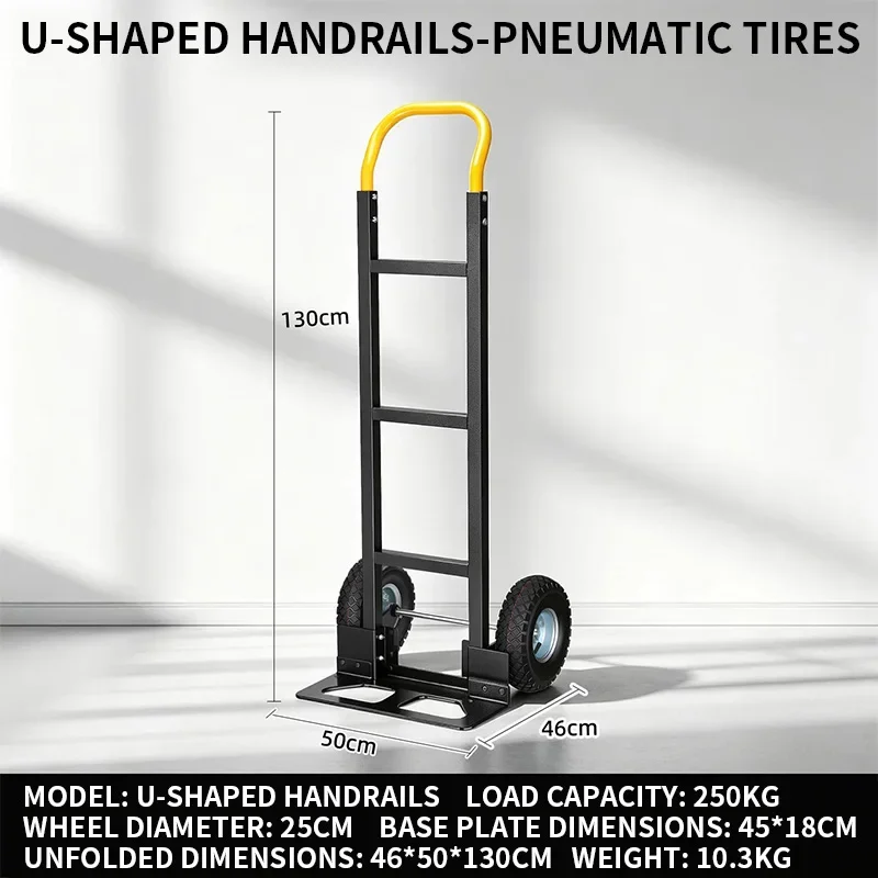 3-in-1 Folding Hand Cart, 4-Wheel Hand Cart, Diagonal Pull Mode for Effortless Hauling, Heavy-Duty Hand Cart