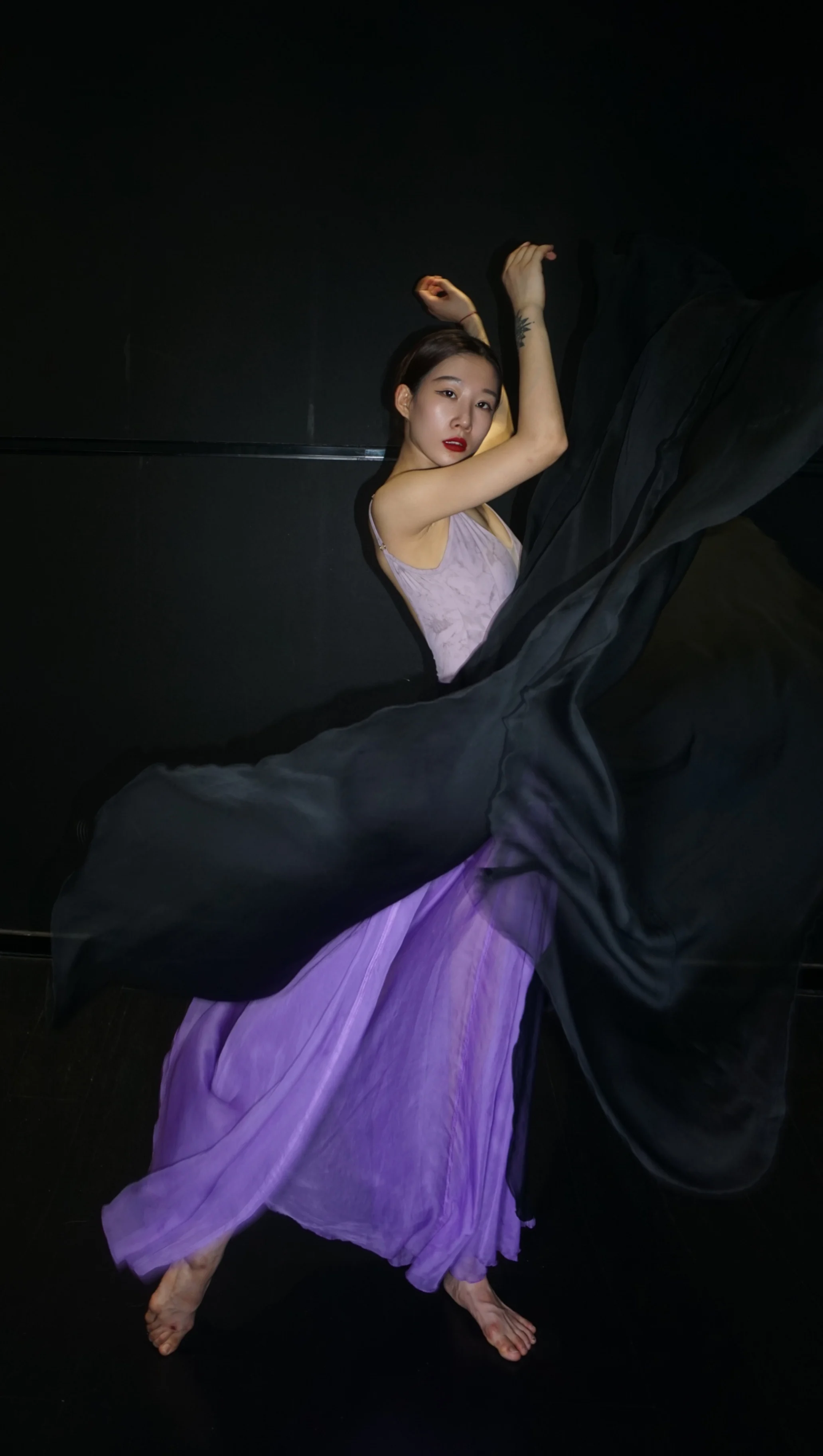 Customizable Colors Adults Women Dance Skirts Chiffon Skirts Lyrical Soft Ballet Dress Black Purple Translucent Dance Costumes