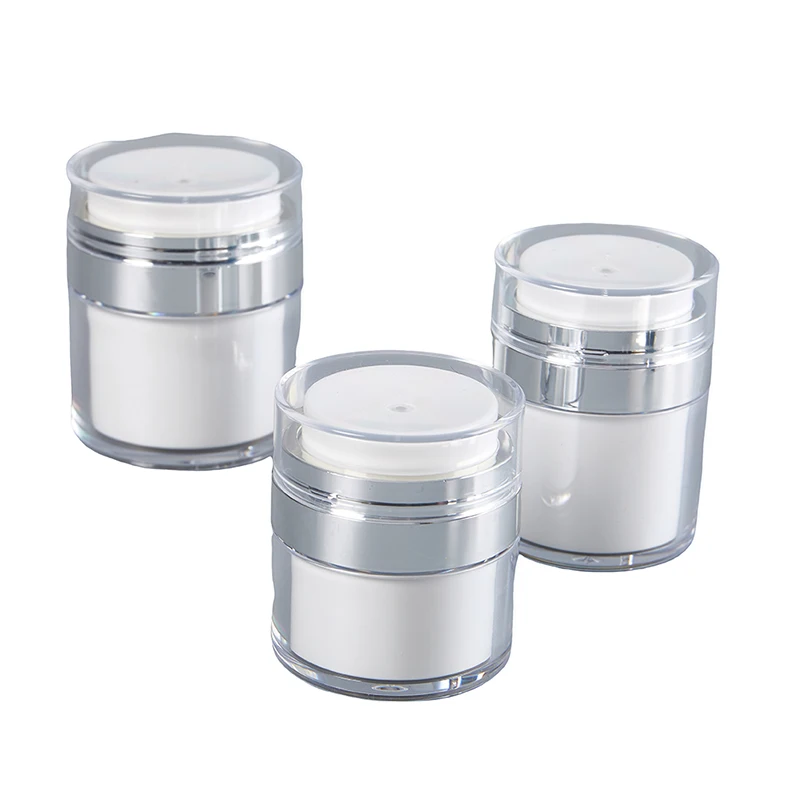 1Pc 15/30/50g Airless Pump Jar Empty Acrylic Cream Bottle Refillable Cosmetic Easy To Use Container Portable Travel Makeup Tools