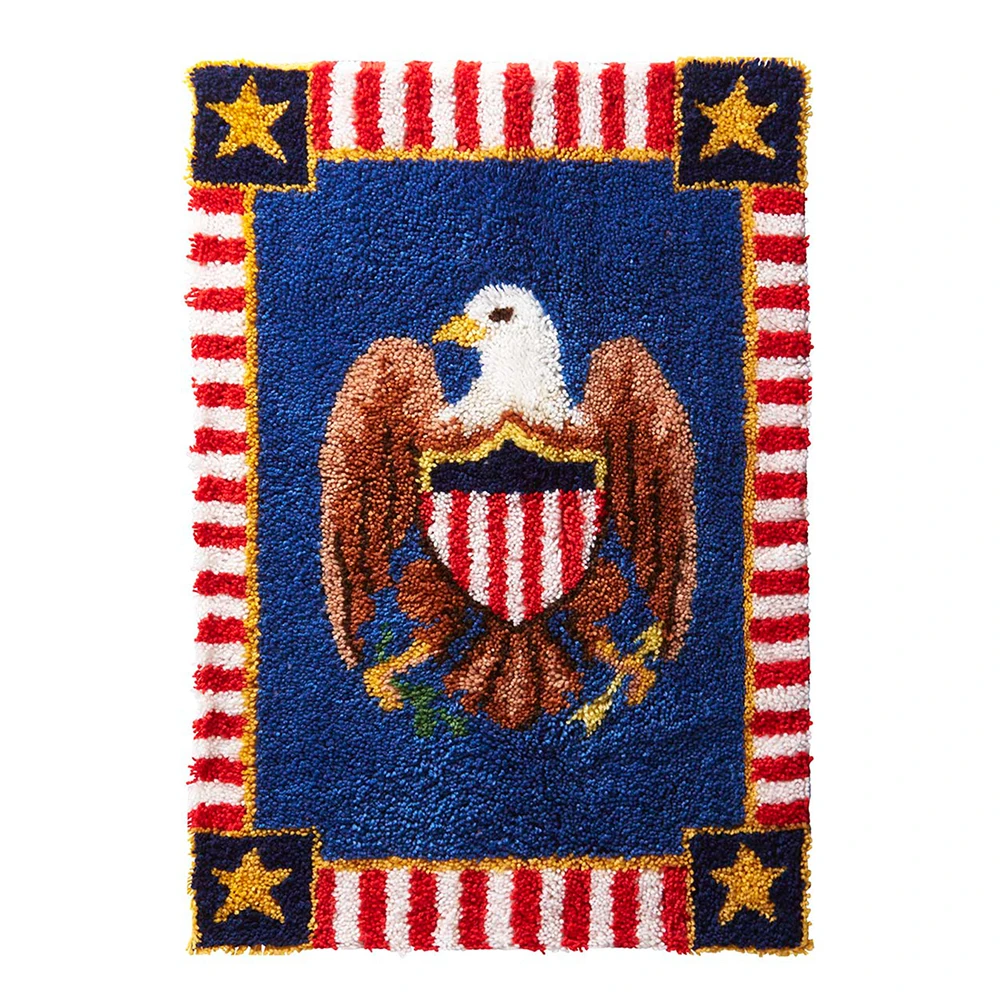 

Eagle Latch Hook Kits for Adults DIY Floor Mats Rug Making Kits with Printed Canvas Carpet Doormat Tapestry Kits Needlework