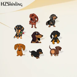 2022 Dachshund Cartoon Dogs Acrylic Lapel Pin Resin Epoxy Acrylic Pins Fashion Jewelry Accessories