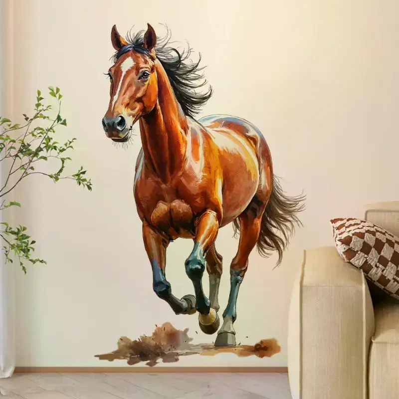 Horse Racing Running Horse Wall Sticker Waterproof Removable Vinyl Sticker Bedroom And Entryway Decor