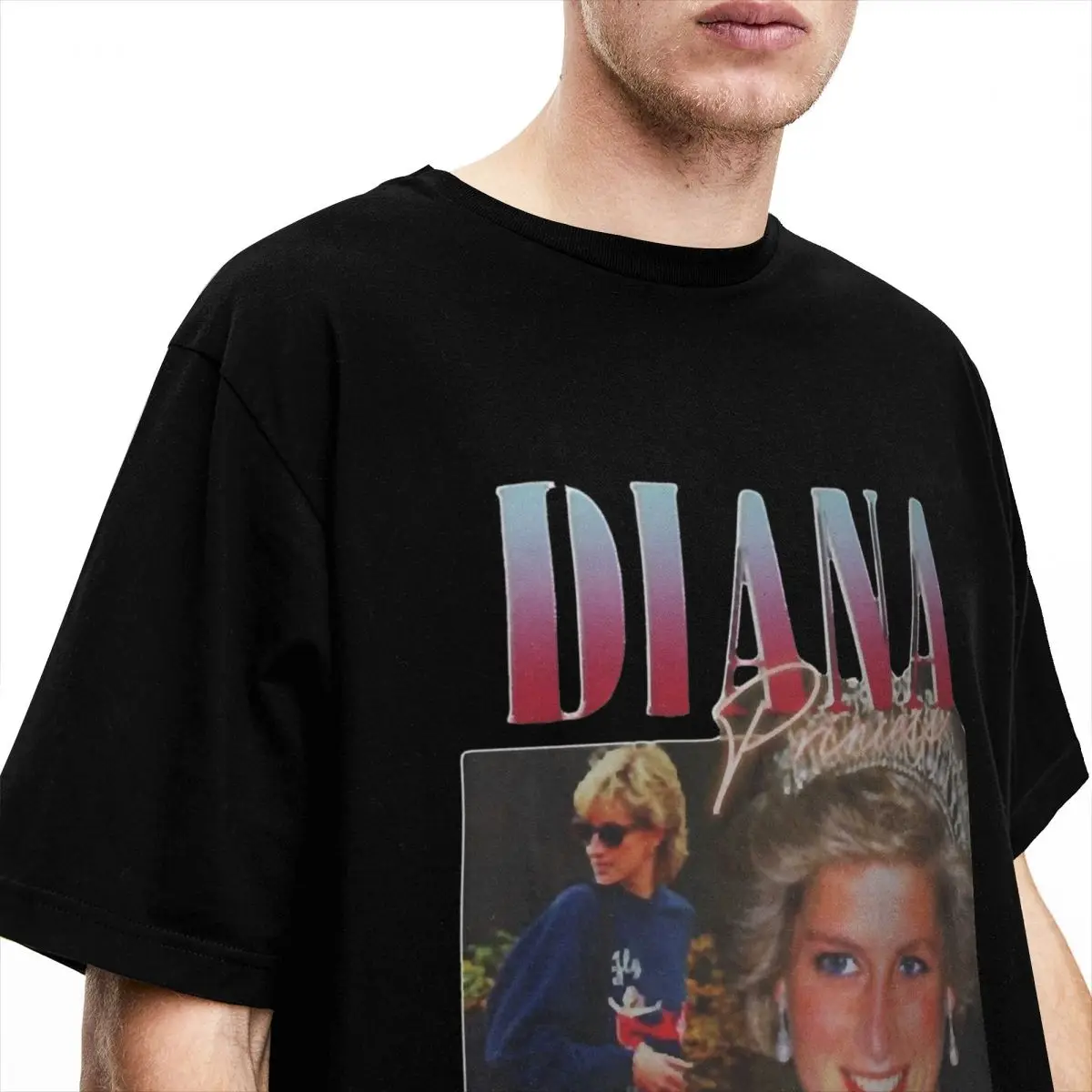 Funny Hip Hop Princess Diana 90s T-Shirts Men Crewneck 100% Cotton T Shirts Short Sleeve Tees Adult Clothes