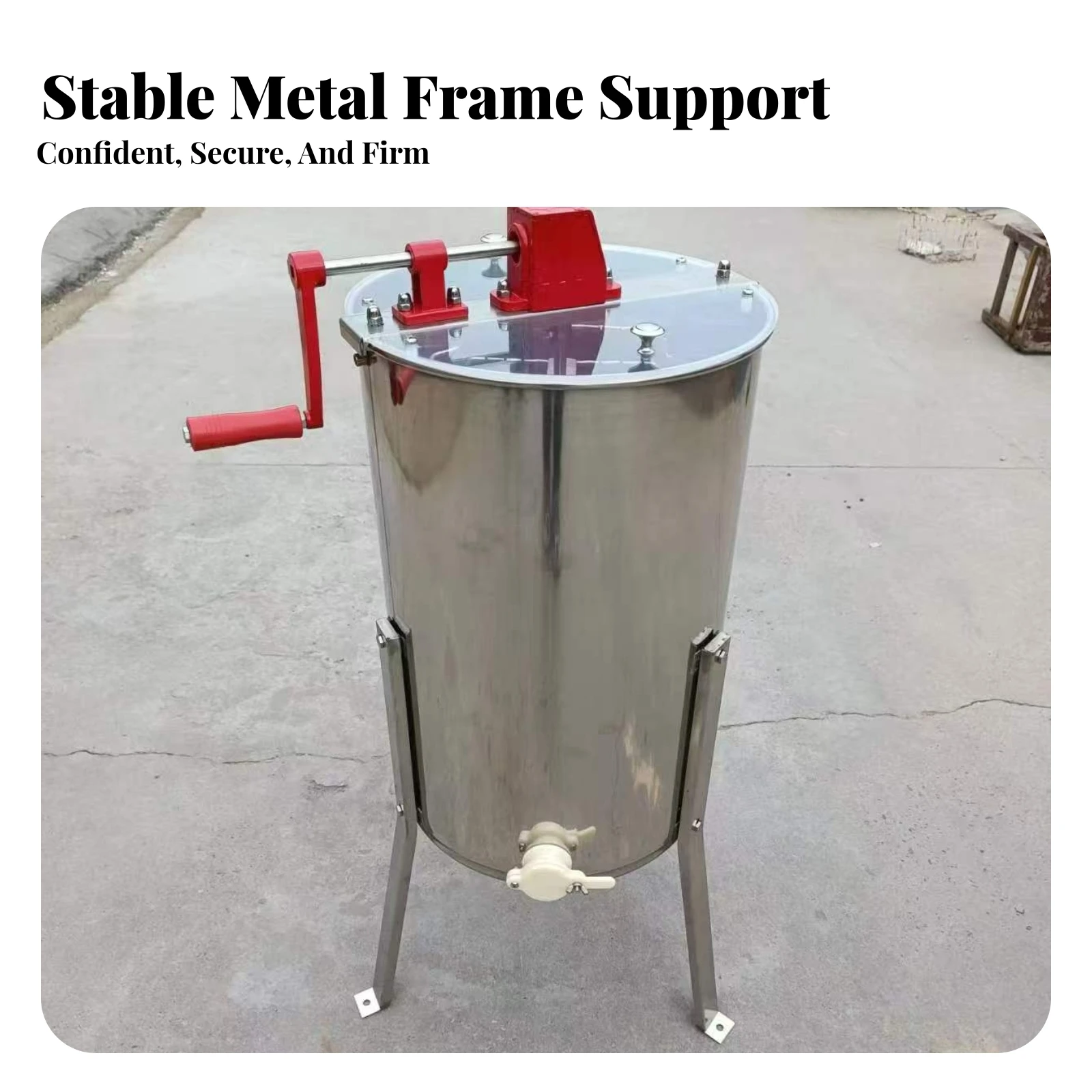 Easy to Clean Manual Honey Rotator Frame Support Stainless Steel Extractor Honeycomb Drum Rotator for Beekeepers