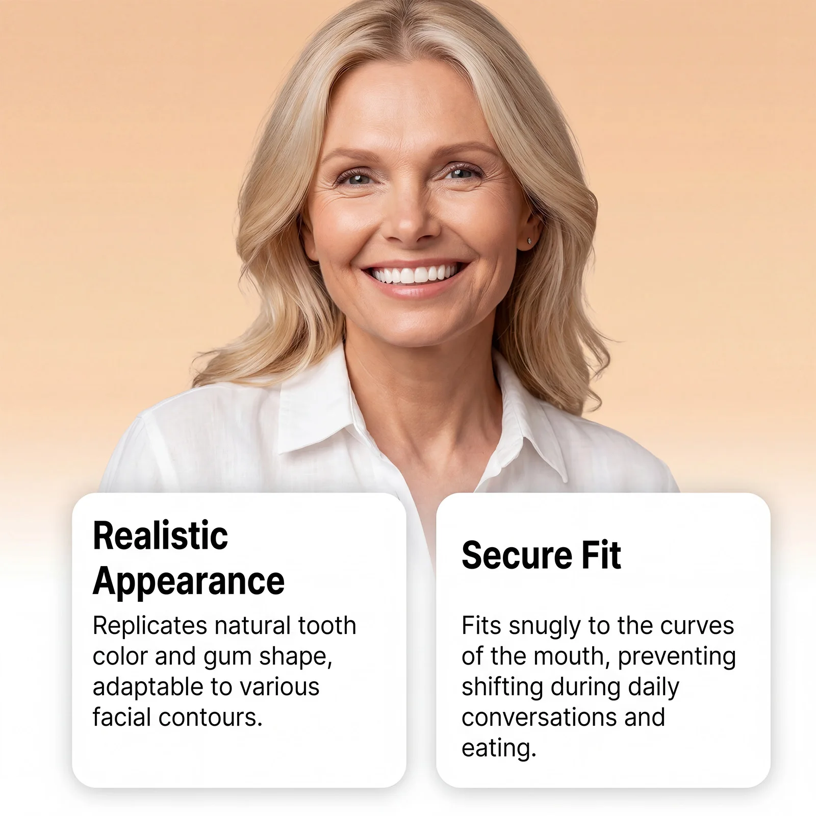 Denture Set Natural Upper Lower Fake Teeth All Day Comfort Boost Confidence Easy To Use For Perfect Smile Men Women Oral Care
