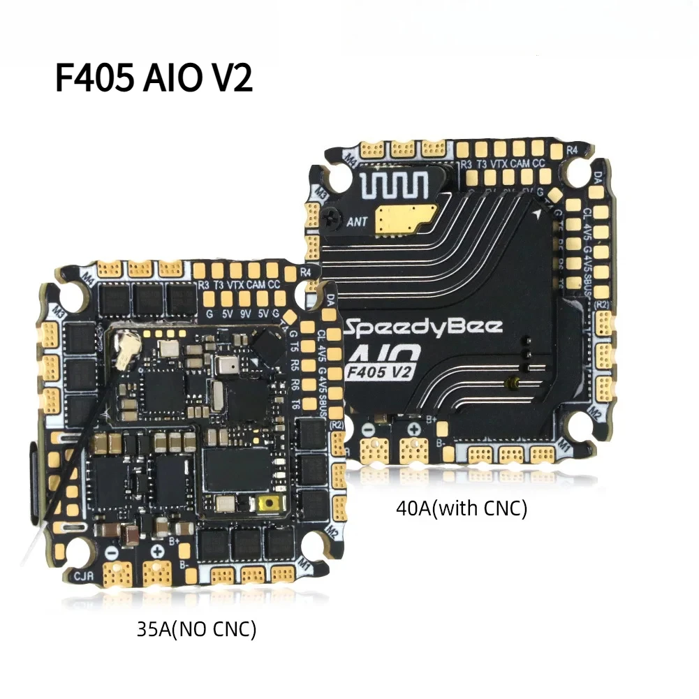 SpeedyBee F405 AIO V2 Stack – 35A/40A BLHeli_32 ESC, 25.5×25.5mm 3–6S Flight Controller AIO Board