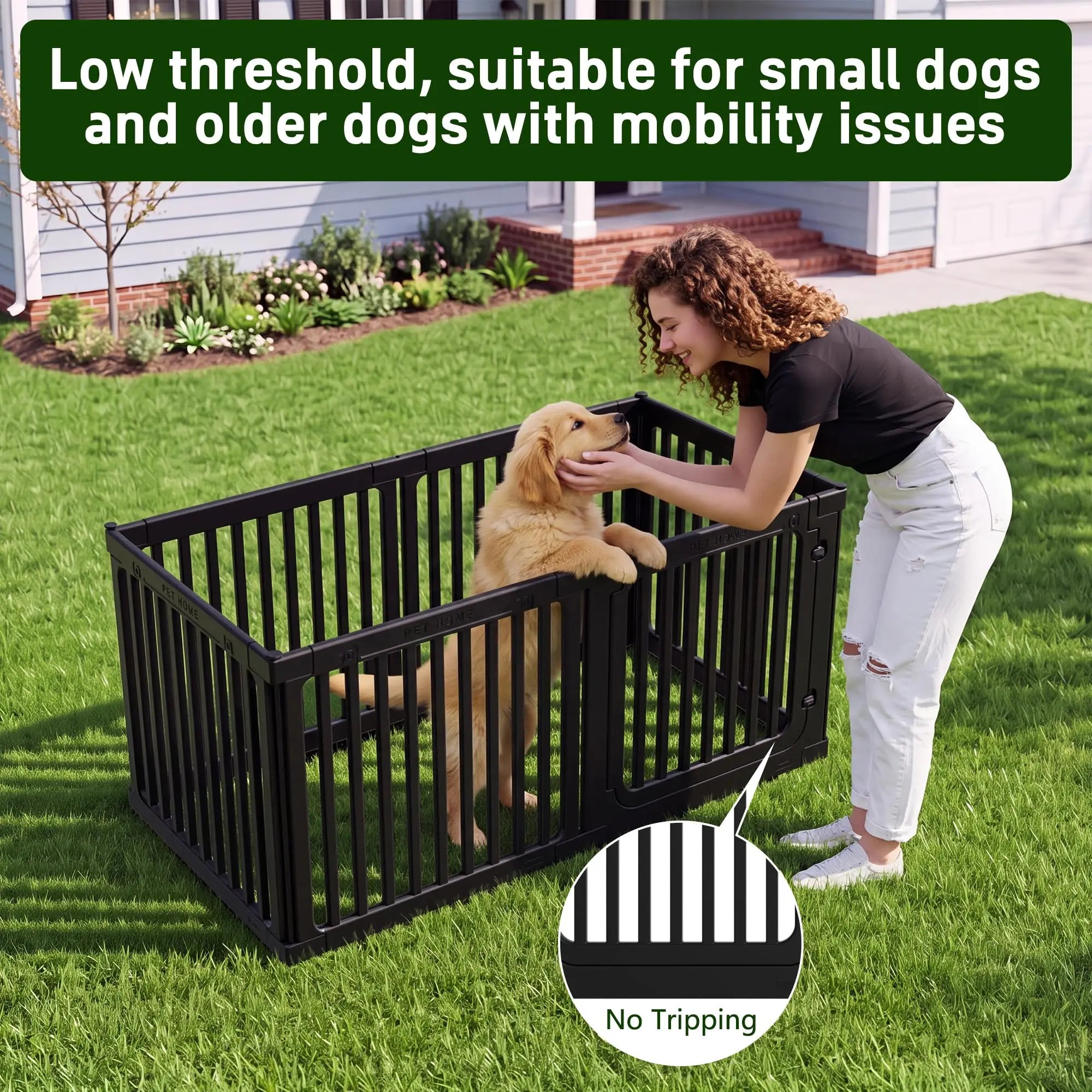 Dog Fence Outdoor for Yard, Dog Playpen for RV Camping,24 inch,Black,6PCS