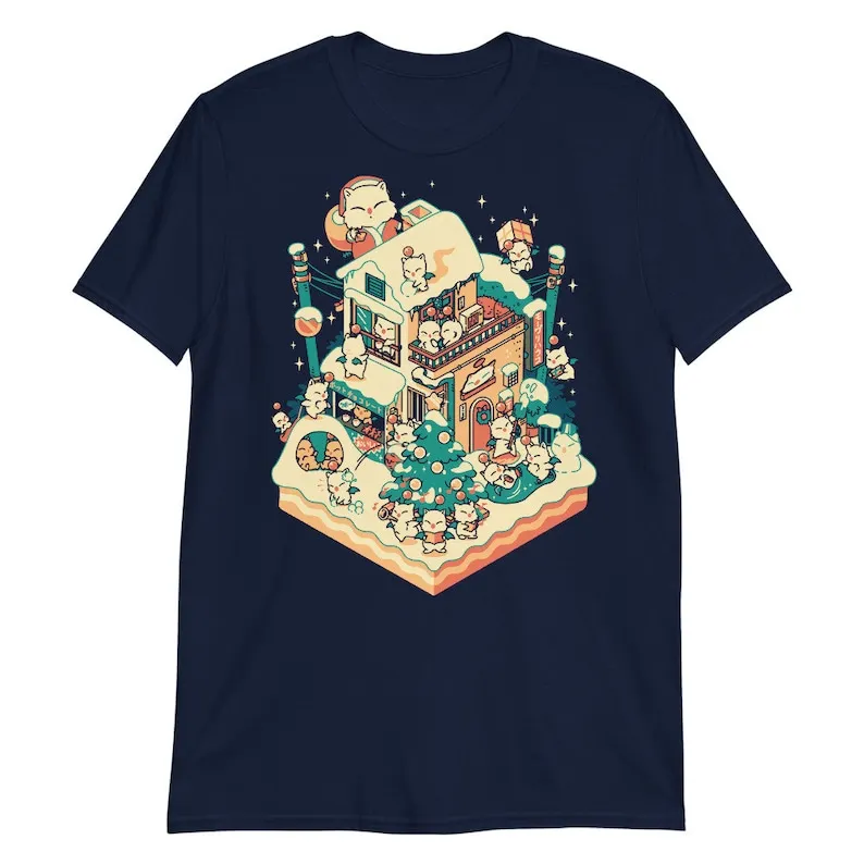 Winter Kupo House Unisex T-Shirt Men's Cotton T-Shirt Round Collar Tees Short Sleeve Clothes Big Size