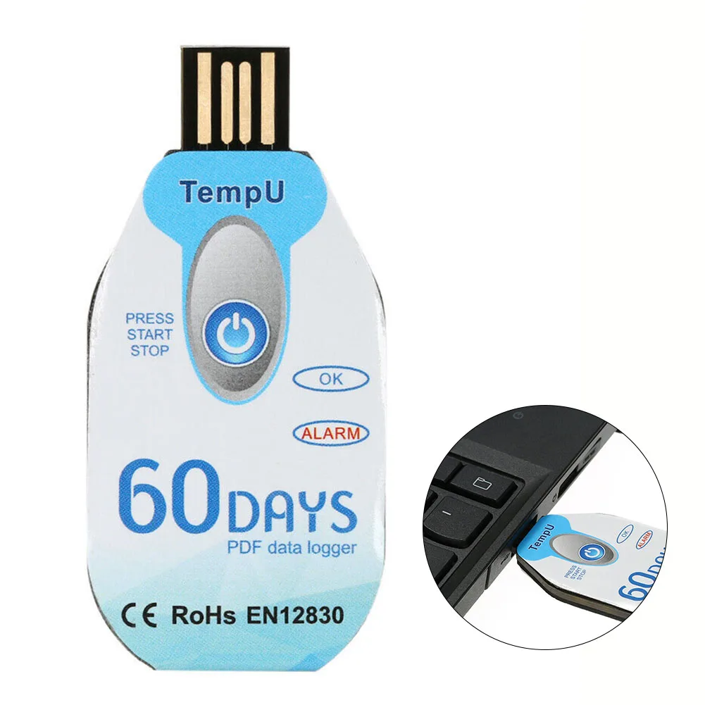 Waterproof USB 2.0 PDF Disposable Temperature Data Logger 30/60/90 Day Logger PDF Temperature Logger Specially Developed