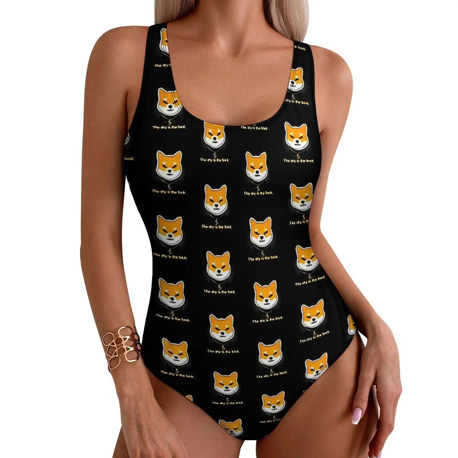 Cartoon Shiba Coin Swimsuit Sexy  Ladies Swimwear One Piece Elegant Swimsuits Holiday Surf Push Up Hollow Out Bathing Suits