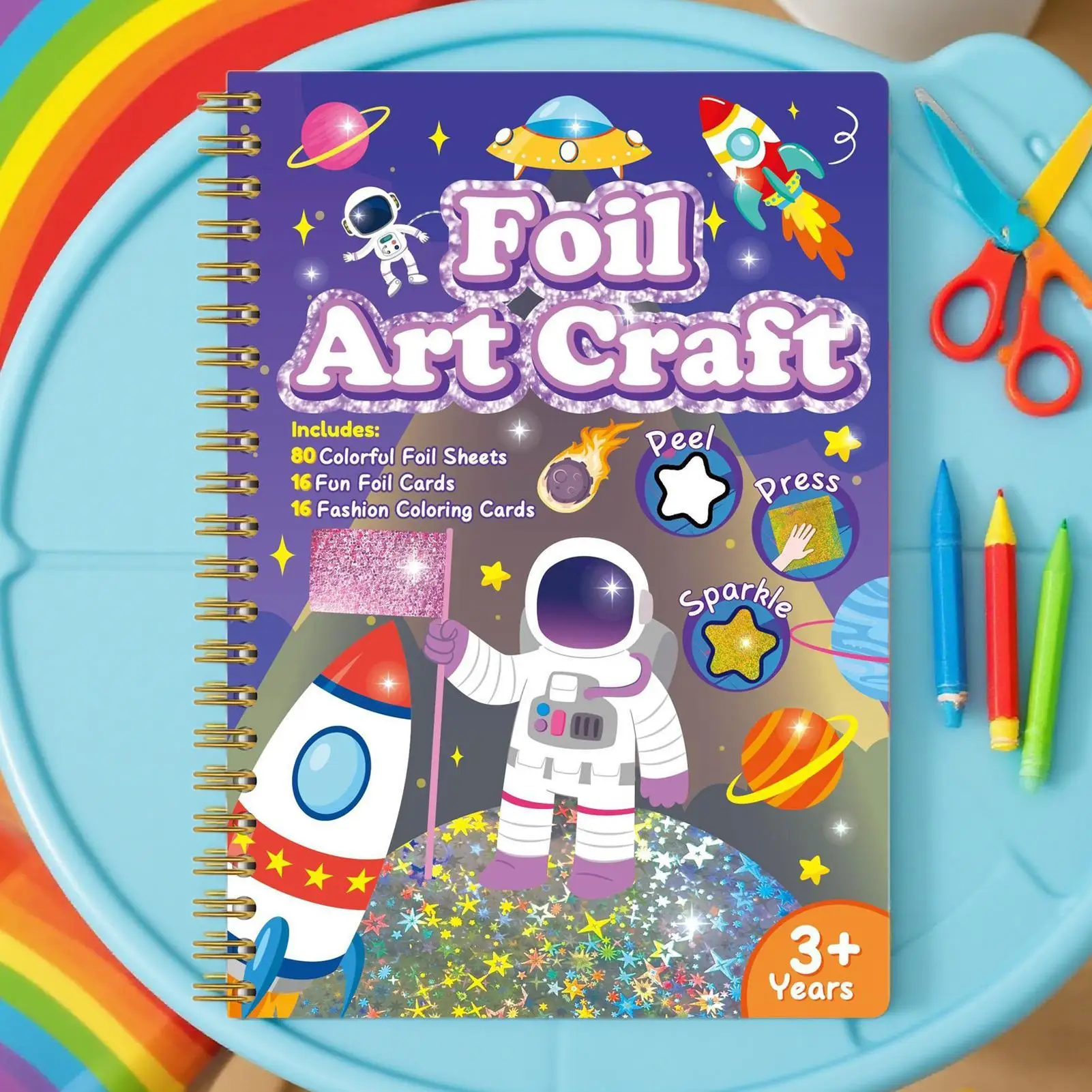 

Foil Fun Art Kit For Girls Child Peel-and-Press Foil Art Set Paper Crafting Kits For Family Daughter Son Youth Teens Children