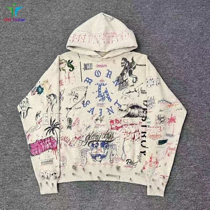 

Heavy Industry Autumn/Winter New Washed High-end Clothing 25SS Men's Women's SAINT Hoodie Retro Destroyed Hoodie