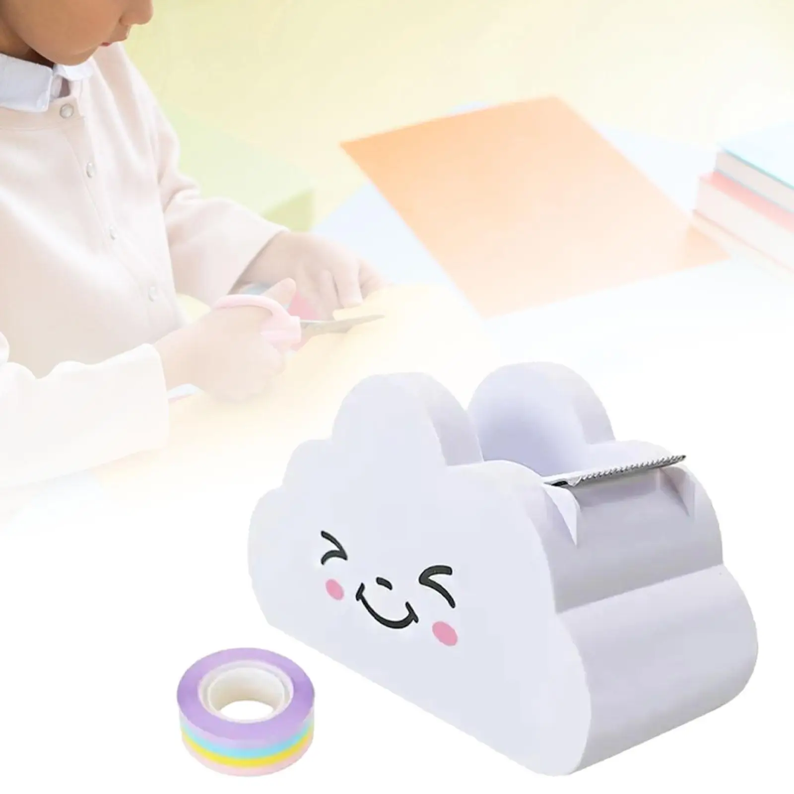 Cute Tape Dispenser, Portable Single Hand Operate, Cartoon Creative Roll Tape Holder Small for Wrapping Home Office Packaging