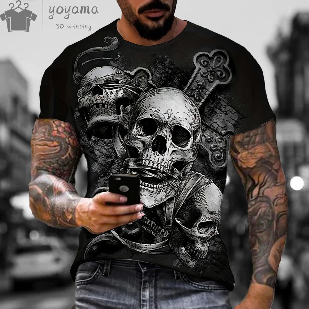 

Skull Graphic T shirts Man T-shirt Skull Y2k Graphic Tee Men's Summer Clothes 3D Print Tops T shirts Harajuku Street T-shirt Top