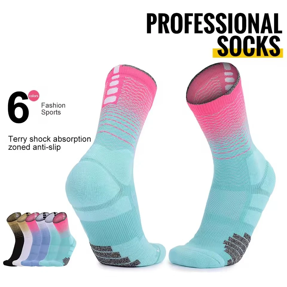 1 Pairs Men Sports Socks Athletic Cushion Moisture Wicking Socks Thicken Towel Bottom Sweat Absorbing Shock Running Socks