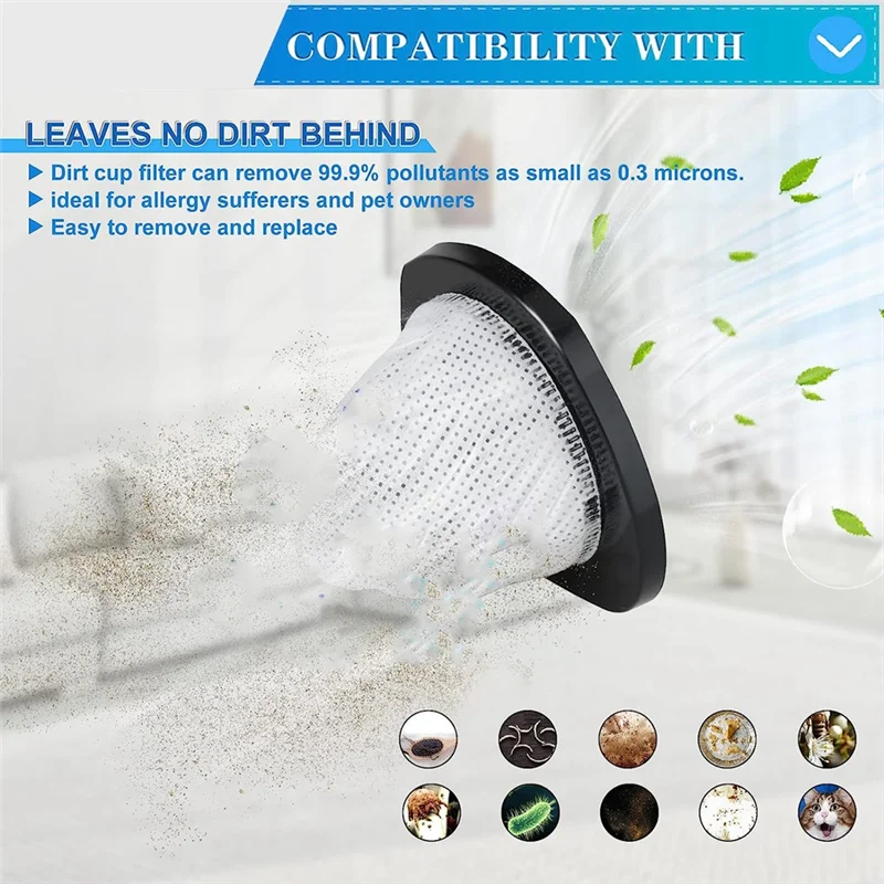 Filtre de remplacement A006-2030 pour aspirateur à bâton léger Bissell 3 en 1, 2030,20303,20306,20307 avec 6 filtres en mousse, pièce 1611501