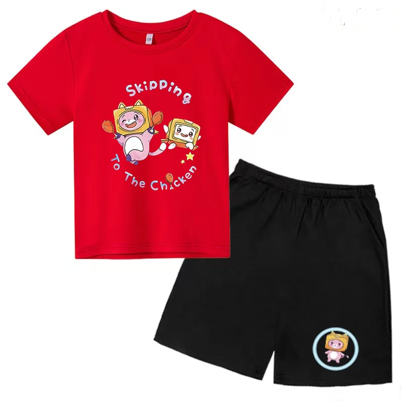 Camiseta e Shorts Anime Infantil, Conjunto Esportivo 2P, Amuleto de Jogging Casual, Presente de Aniversário Pré-Escolar para Meninos e Meninas, Tendência, 3-12Y