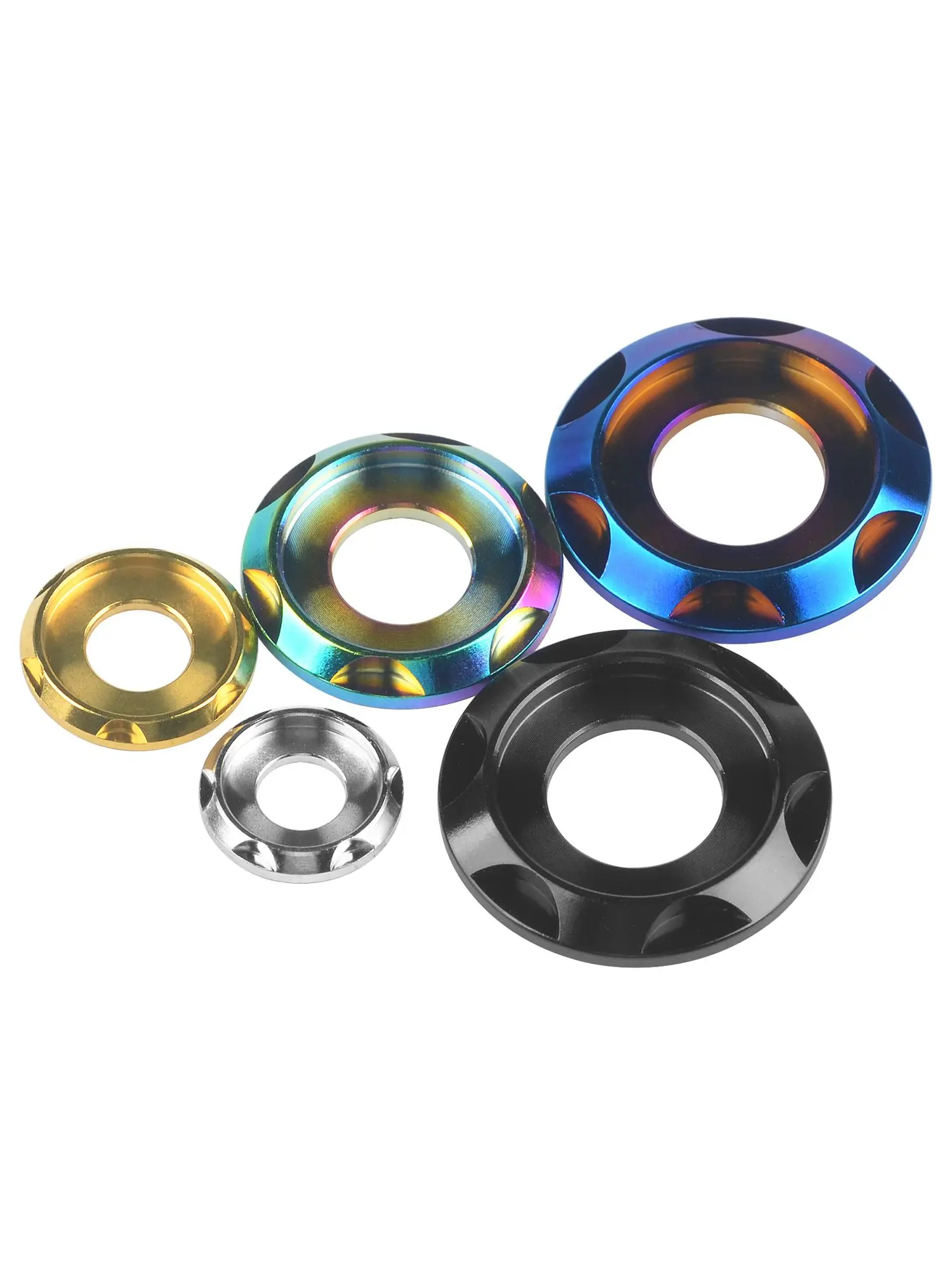 AliExpress YaRuiJia Yaruijia Titanium Washers M5/M6/M8/M10 Fancy Decorative Gasket Spacer for Bike Motorcycle Car direct sales 10pcs