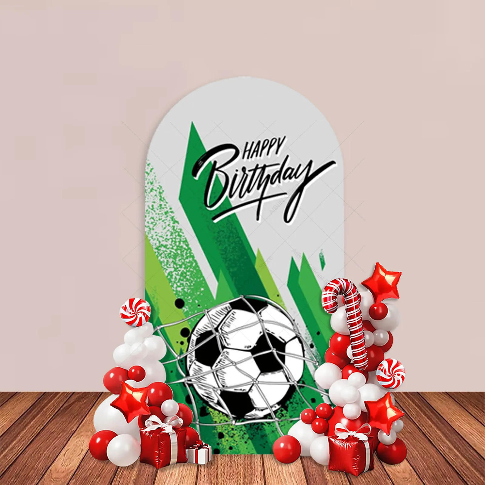 Happy Birthday Arch Backdrop Cover Football Basketball Baseball Rugby Soccer Sports Star Boy 1st Birthday Party Decor Background