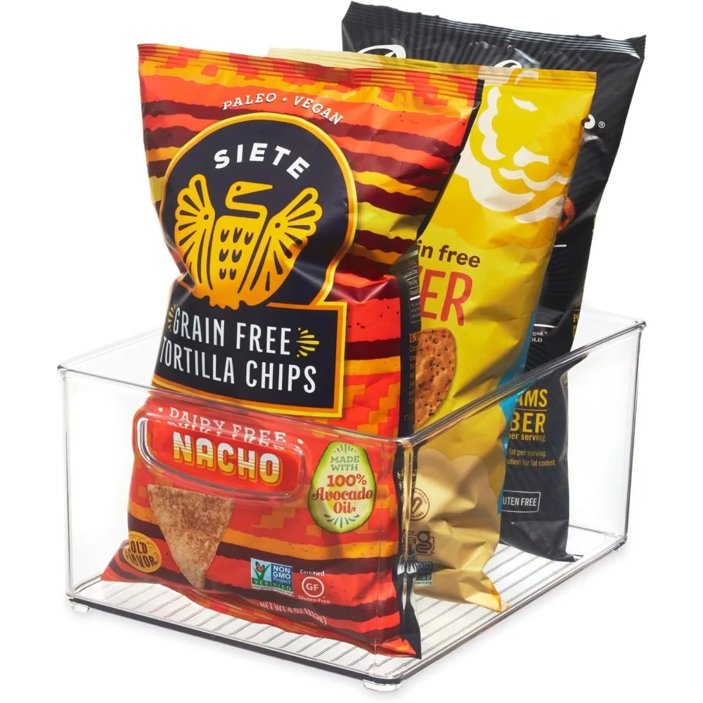 

Stackable storage box with handle - organizing pantry, refrigerator or freezer, transparent