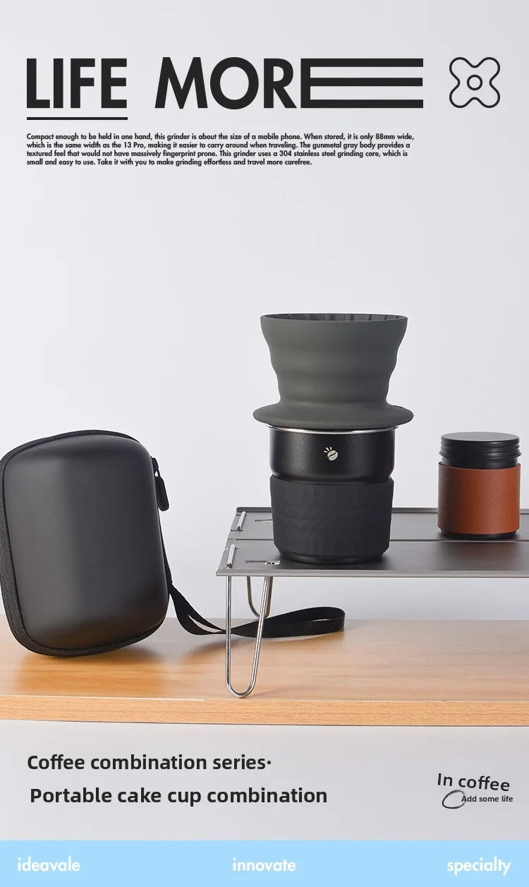 

2pcs Travel Pour-over Coffee Set, a portable combination for soutdoor activities and camping. It includes a cake-shaped cup