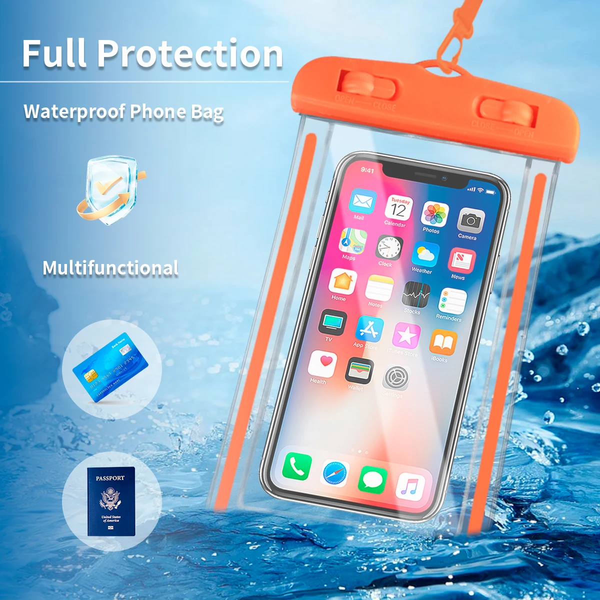 Waterproof Phone Case Swimming Water Proof Bag Universal Underwater Phone Protector Pouch PV Cover for iPhone 12 Pro Xs Max XR X