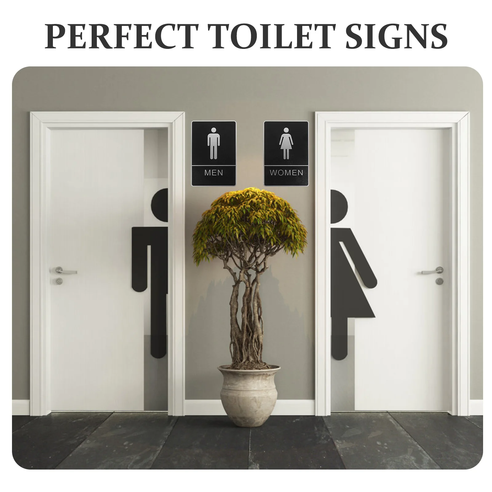 

2pcs Toilet Sign Men Women Self-Adhesive Durable Washroom Identification Plate For Hotel Store Business Decorative Wall Sign