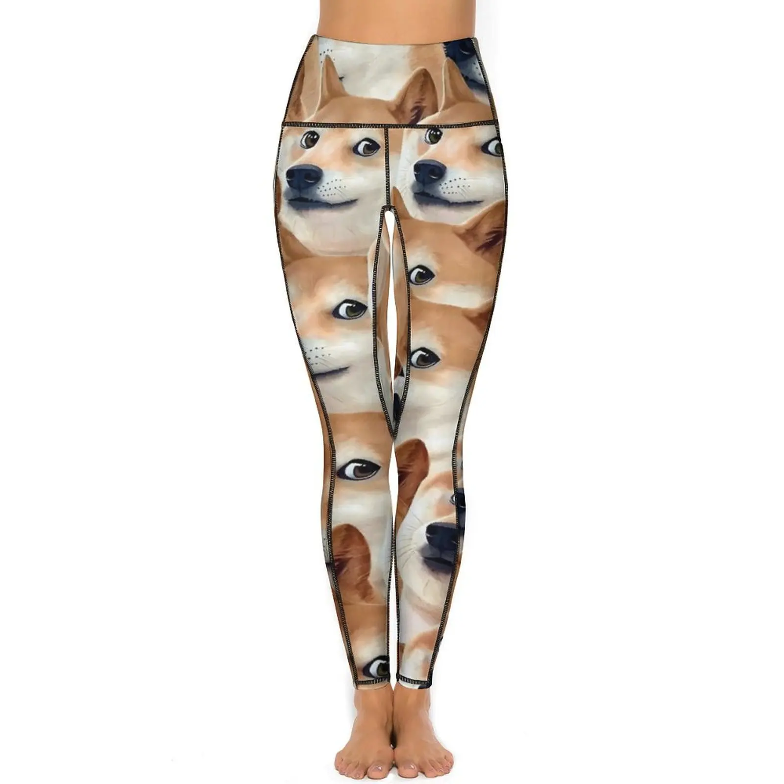 Shiba Inu Leggings Funny Dog Meme Workout Yoga Pants High Waist Casual Leggins Stretch Graphic Sports Tights Gift Idea