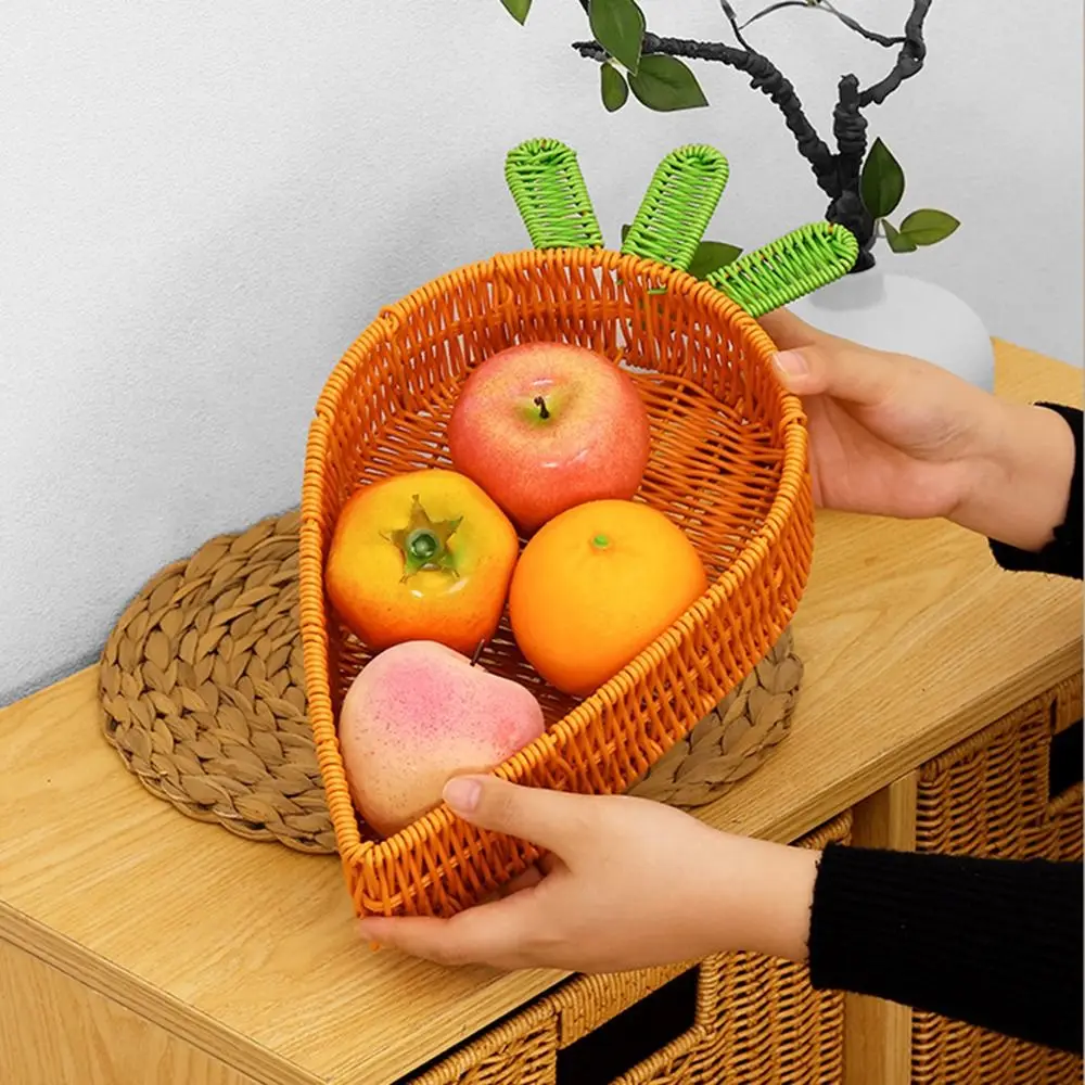 

Handmade Carrot Woven Basket Carrot Shape Ventilated Fruit Serving Tray Multi-functional Sturdy Dried Fruit Container