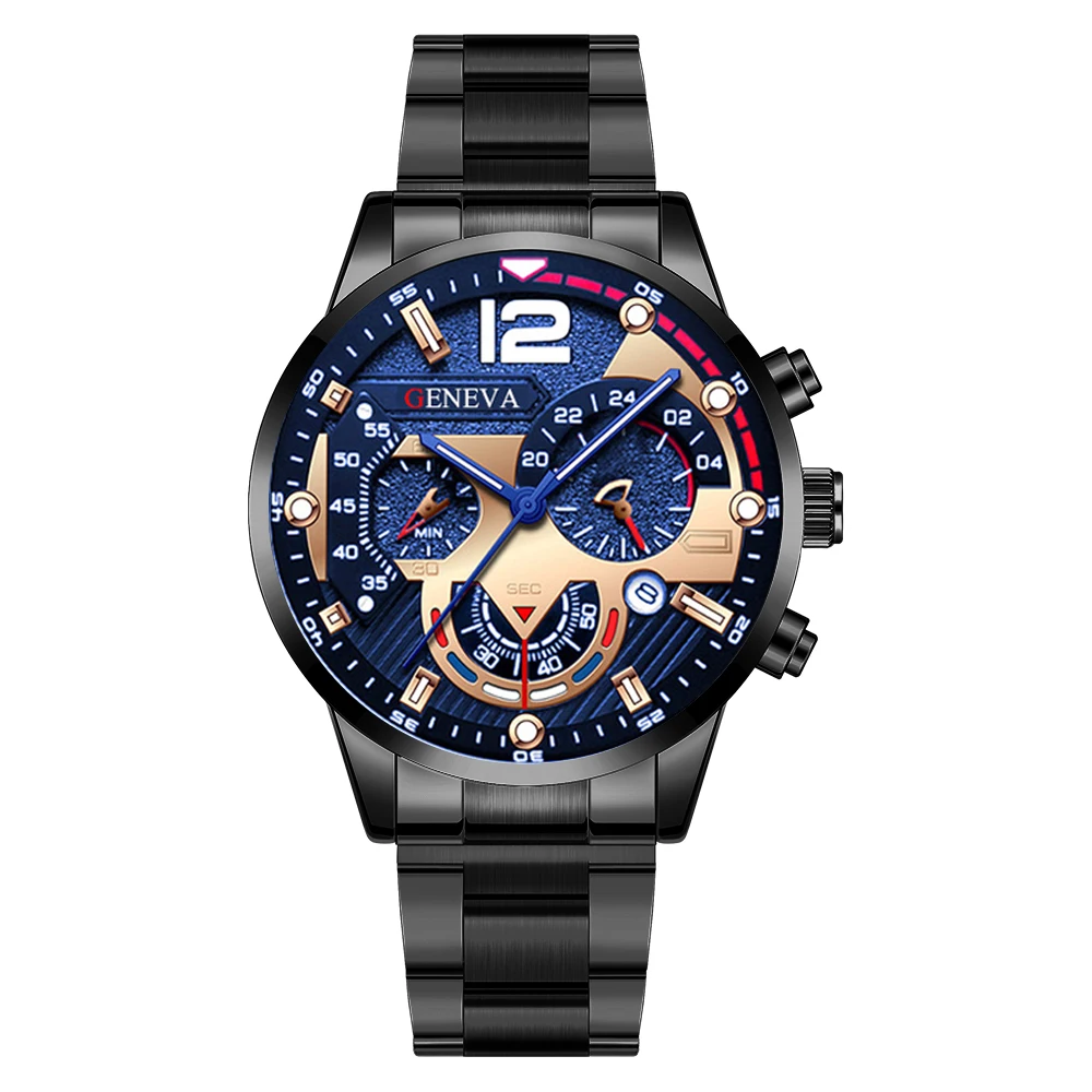 Мужские деловые модные кварцевые часы из 3 предметов с браслетом — стильный подарок для семьи и друзей на Пасху на День святого Валентина, Рамадан Ха