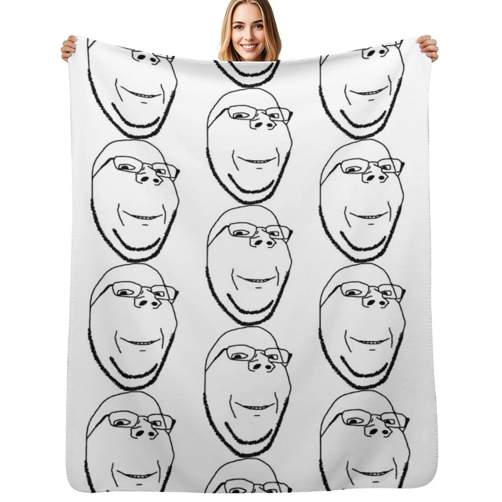 

Smiling Wholesome Wojak Soyjak Throw Blanket Air Conditioner Soft Blanket for Office Home