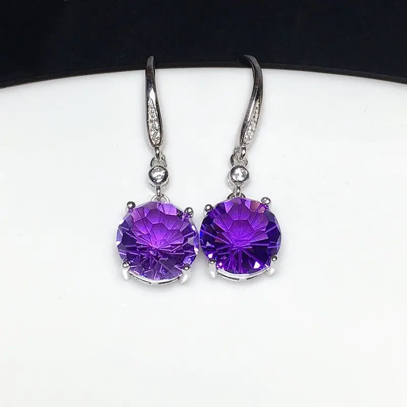 

Best Seller Drop Earrings Jewelry For Lady With Natural Amethyst Gemstone 10*10mm For Wedding Dating Lady Gift Earrings Jewelry