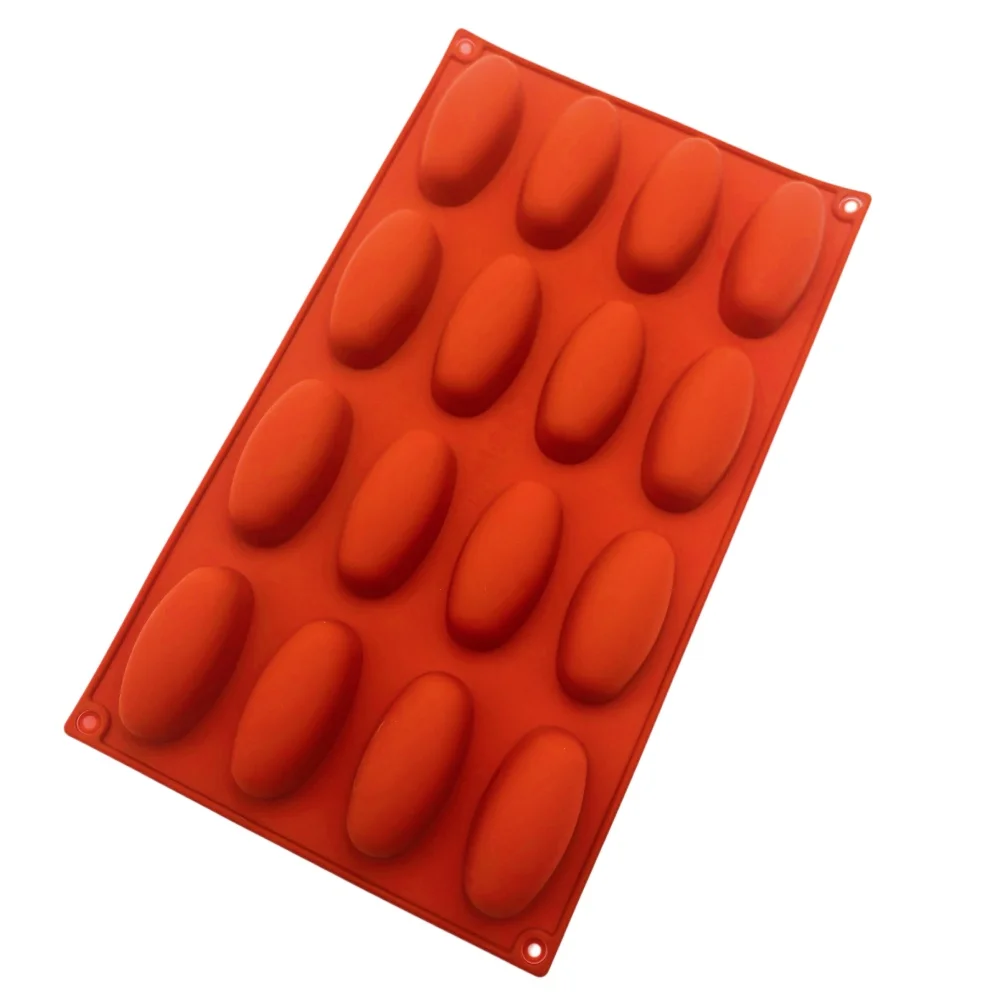 Oval Capsule Shape Silicone Chocolate Mold 16 Hole Non-Stick Baking Tray for Candy Ice Cubes Mini Dim Sum Cake Mold Baking Tools