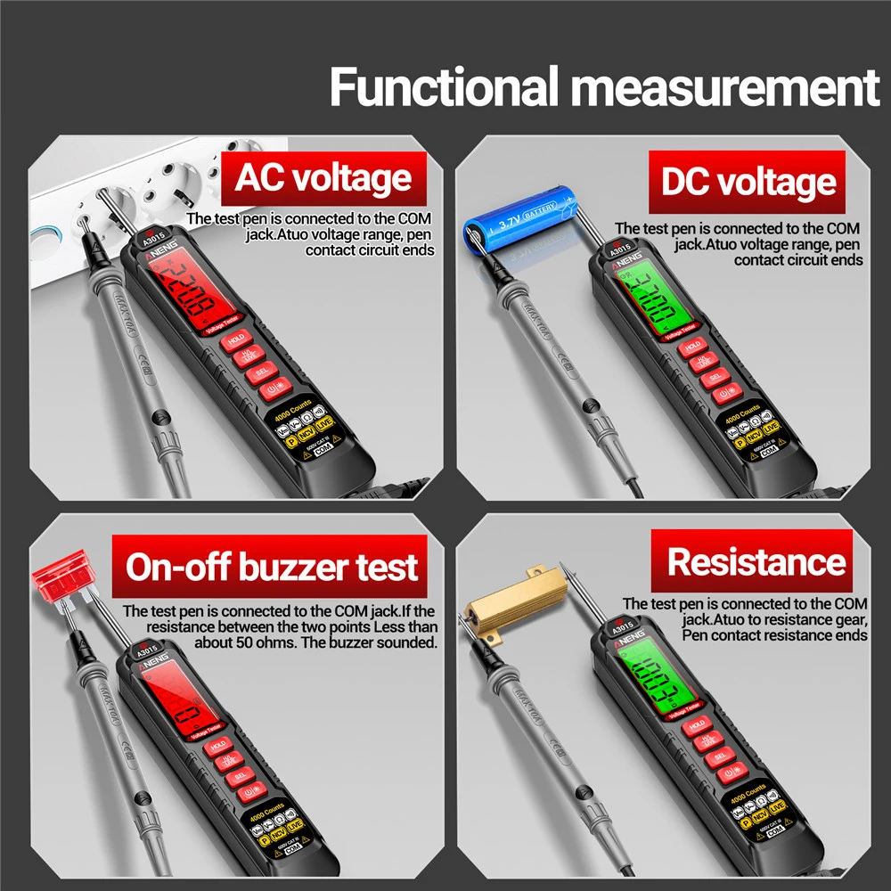 A3015/3016 Car Digital Multimeter Voltage Detector Pen Car Fault Maintenance Circuit Tester Digital Car Probe Test Pen Tools