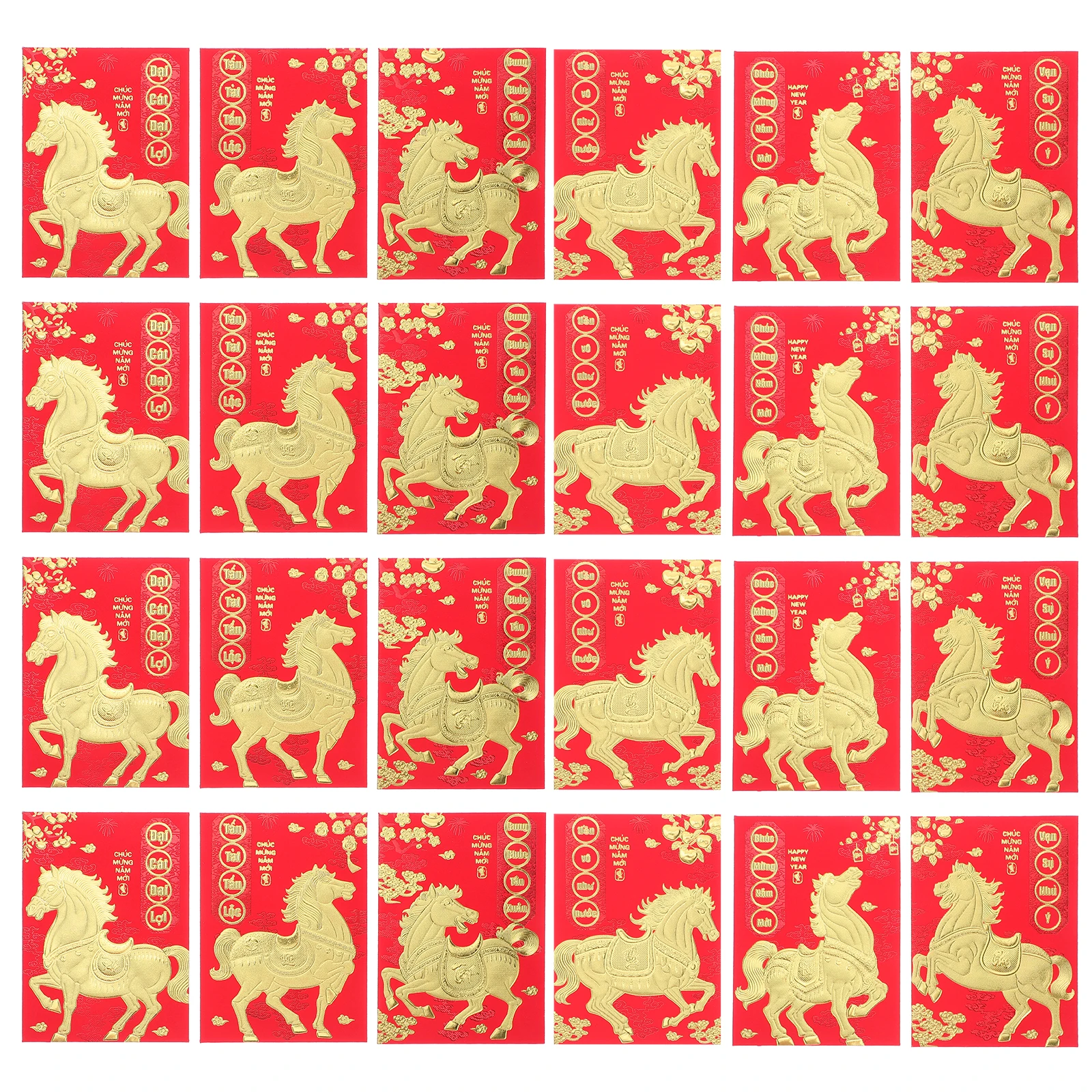 

Vietnamese Red Envelopes for The Year of Horse Chinese New Packet Year's Bag Bao Li Xi