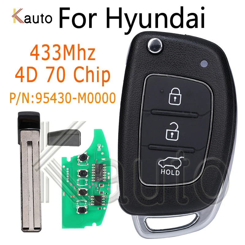 Remote Key For Hyundai Creta 2016 P/N:95430-M0000 433MHz 4D70 Chip CR2032 3 Buttons Keyless Entry Folding Smart Control Car Key