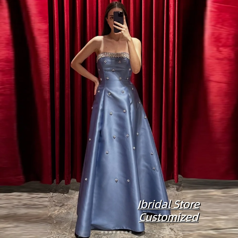 

Платье для выпускного вечера трапециевидной формы по индивидуальному заказу, вечернее платье без бретелек без рукавов, модное простое драпированное вечернее платье с открытой спиной и кристаллами