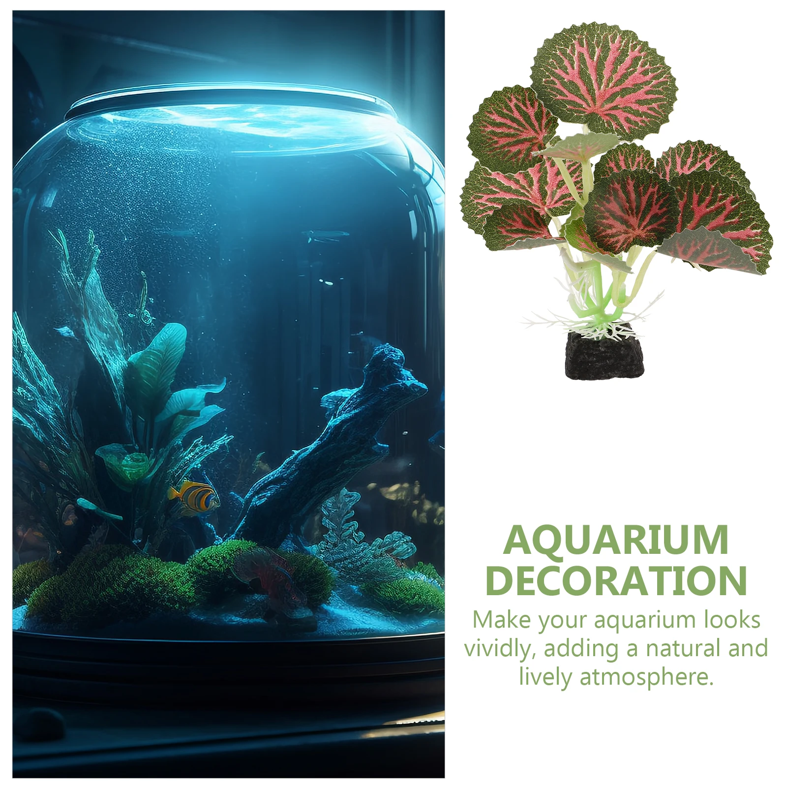 

Artificial Plant Decoration Plastic Aquarium Decor Round Leaf Water Grass Medium Size Fish Tank Accessories Aquatic