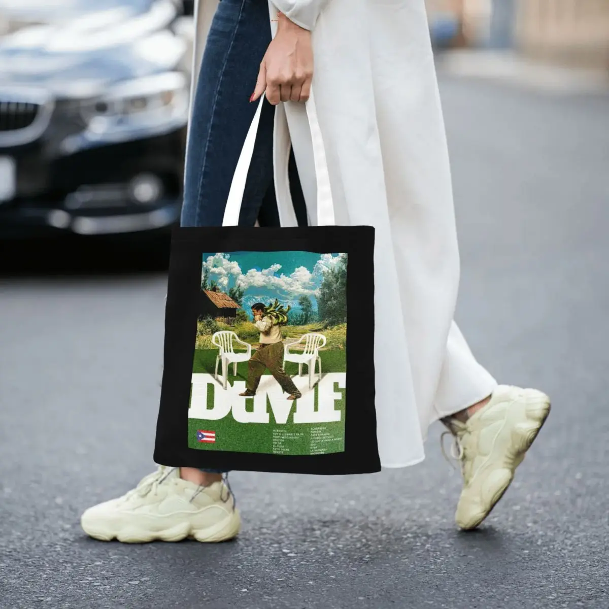 حقيبة حمل قماشية على الطراز القديم من Bad Bunny قابلة لإعادة الاستخدام وحقيبة بقالة ذات سعة كبيرة للجنسين حقائب سفر بورتوريكو