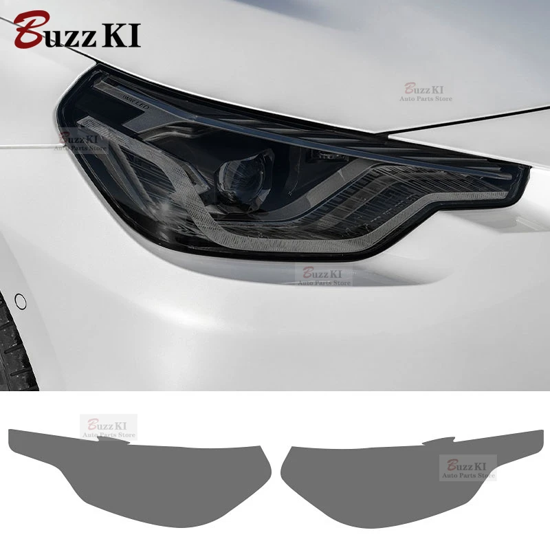 For BMW 2 Series Coupe G42 2022 M240i 2 Pcs Car Headlight Protective Film Front Light Transparent Smoke Black TPU Sticker