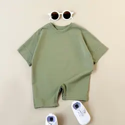 Baby Boy Basic Romper Zomer Pasgeboren Baby Baby Kleding Dragen Baby Jumpsuit Met Korte Mouwen Geribbelde Kleding Outfits Playsuit