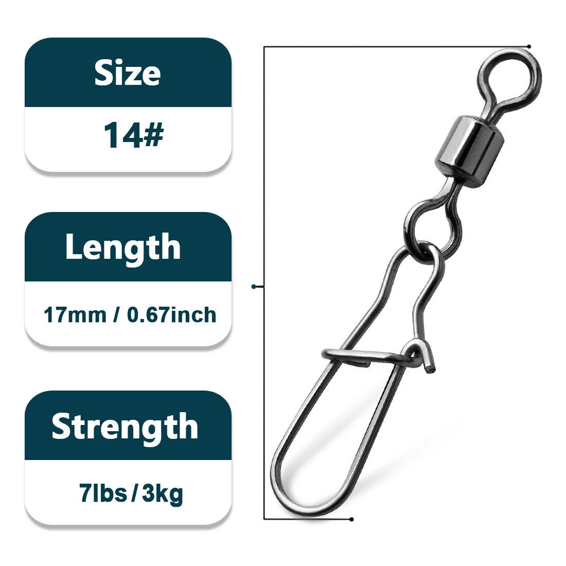9KM 25Pcs Angeln Snap Wirbel Edelstahl Salzwasser Angeln Rolling Duo-Lock Snap Swivel Anschlüsse Tackle