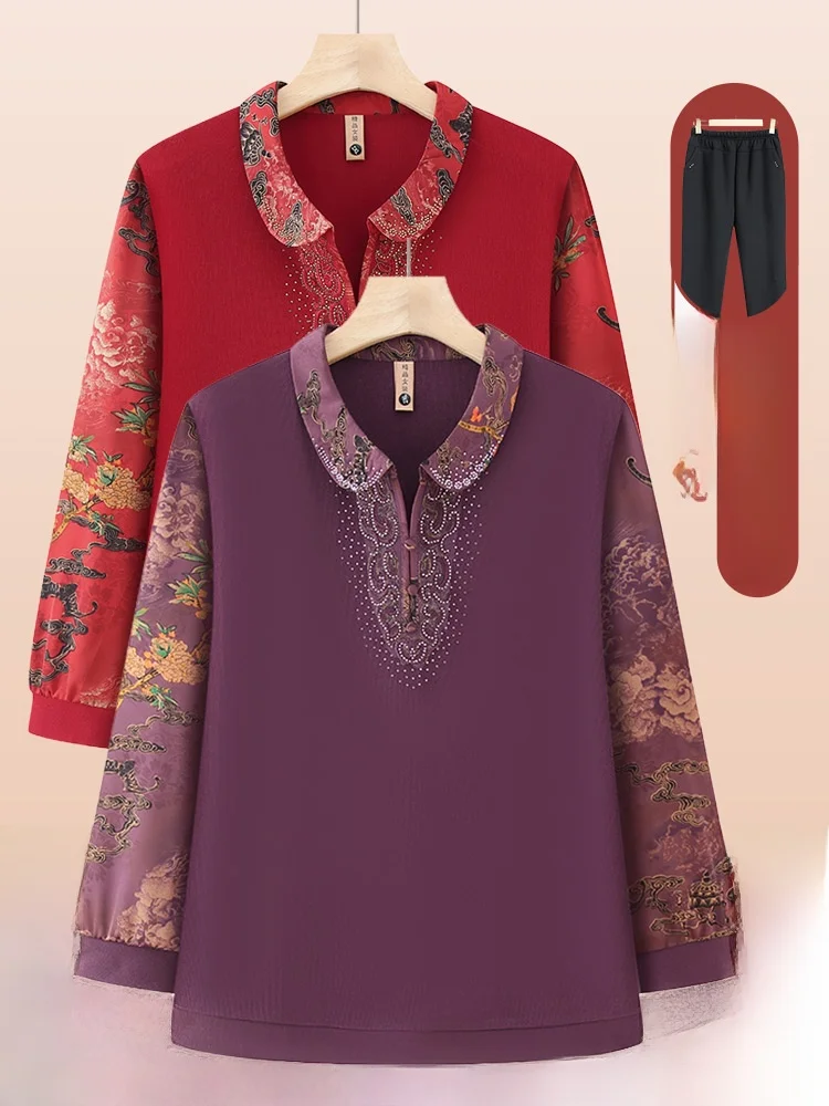 

Long Sve Mom Sle T-irt Women's Base irt Summer Clothes for andmothers 50-60 Years Old Comfortable Casual Tops