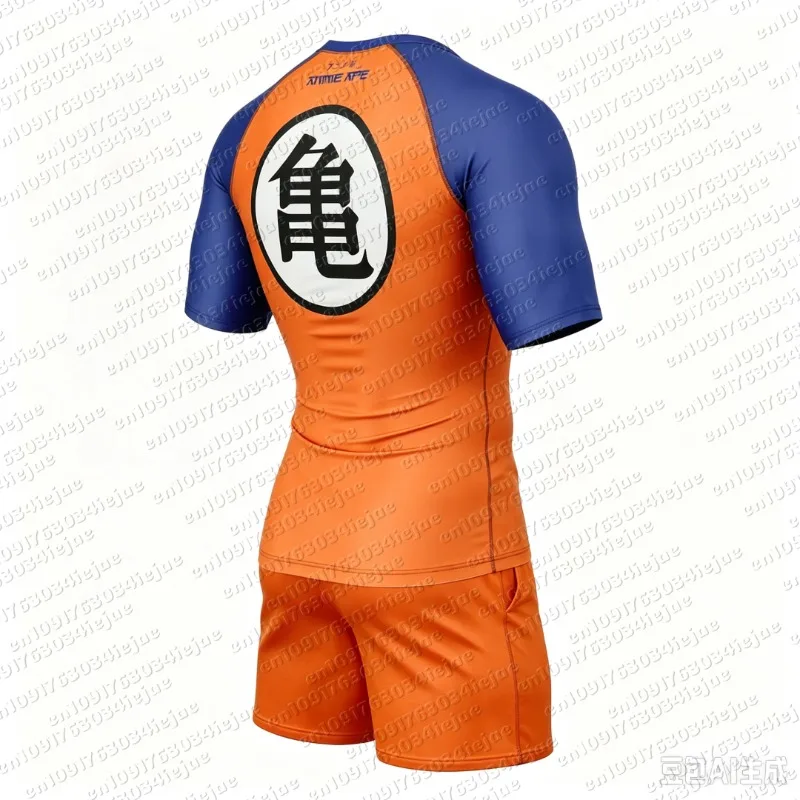Pink Majin Buu Dragon Ball Z Sportswear Short Trousers Rash Guard T Shirt Pants Jiu-jitsu Set Goku Men Boy Kid Tee Top
