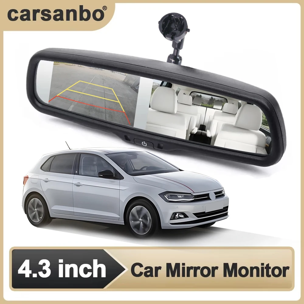 

4.3 Inch LCD Car Rearview Mirror With 2 Video Camera Input Auto change screen brightness For 2004-2013 VW Polo 2019-2024 Jetta