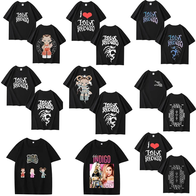 

Singer Lola Indigo 2025 Tour Vintage graphics T Shirts men ’s women Oversized 100% Cotton short sleeve Summer print Unisex tee