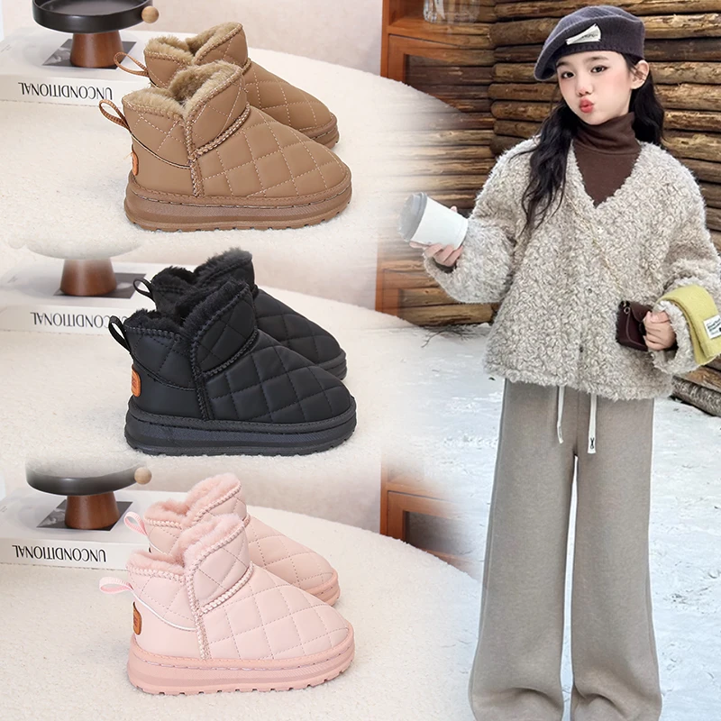 

2025 Winter New Children Snow Boots for Girls Boys Fashion Korean Style Soft Bottom Anti-slippery Versatile Keep Warm Shoes
